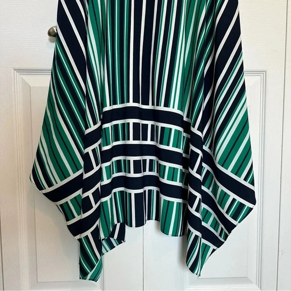 Elegant Striped Green and Blue Dress - Picture 5 of 13